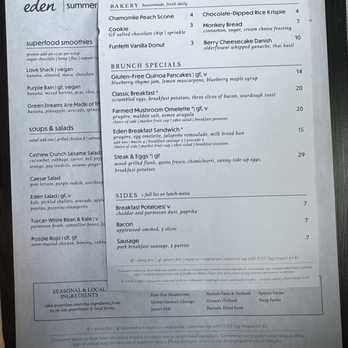 Eden - Menu - New American Near Me - Chicago, Illinois