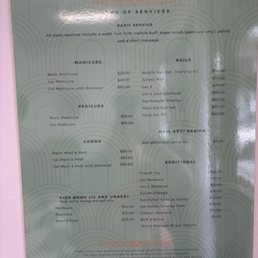 Menu of services + prices as of 9/2025 Menu of services + prices as of 9/2025