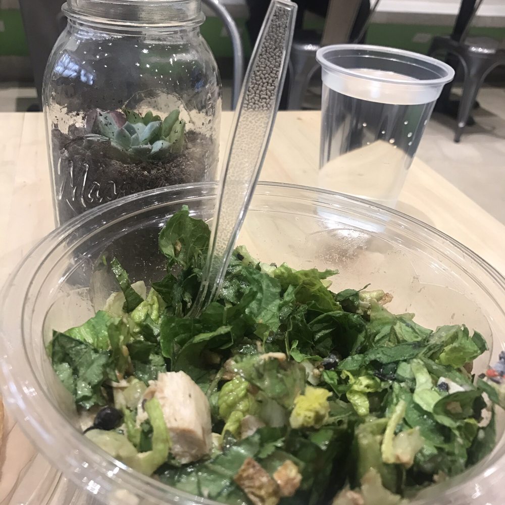 Just Salad - My salad and the cute mason jars they added in each table! - Salad Near Me - Chicago, Illinois Just Salad - My salad and the cute mason jars they added in each table! - Salad Near Me - Chicago, Illinois