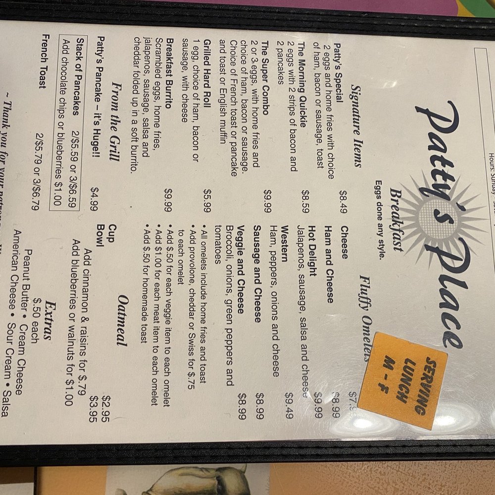 Patty's Place - Menu - Breakfast & Brunch Near Me - Canandaigua, New York Patty's Place - Menu - Breakfast & Brunch Near Me - Canandaigua, New York