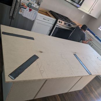 Measure Twice Stone Tile - Don't have to worry about how rough kids are with inset steel bars reinforcing the island. - Countertop Installation Near Me - Palmdale , California Measure Twice Stone Tile - Don't have to worry about how rough kids are with inset steel bars reinforcing the island. - Countertop Installation Near Me - Palmdale , California
