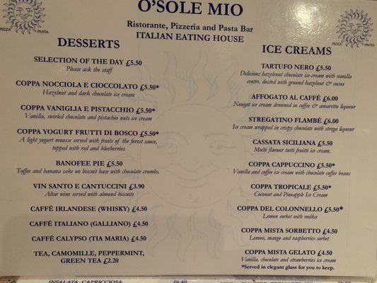 Menu photo 3 O Sole Mio London, XGL Menu photo 3 O Sole Mio London, XGL