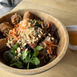 Savor Vietnamese Cuisine - Bbq lemongrass vermicelli bowl with egg roll