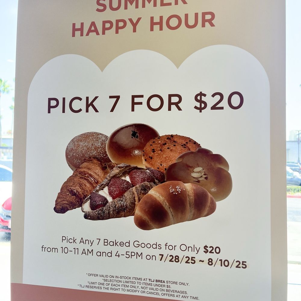 For all the bread lovers!!! 7 goodies for $20!! From 10-11am and 4-5pm from 7/28-8/10!!!