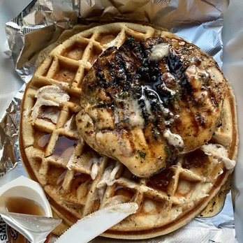 Dame's Chicken & Waffles - 'Classy hen' with grilled chicken - Southern Near Me - Durham, North Carolina Dame's Chicken & Waffles - 'Classy hen' with grilled chicken - Southern Near Me - Durham, North Carolina