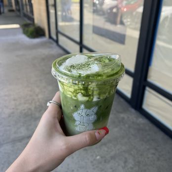 Gotcha Tea - Matcha einspanner with oat milk - Bubble Tea Near Me - San Diego, California