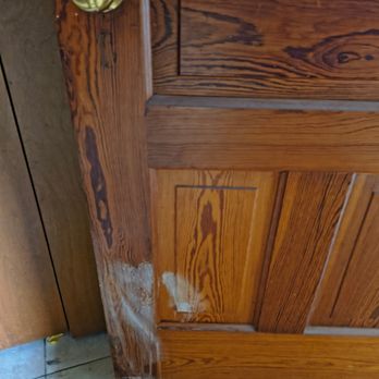 Flowers Colors Interior Painting - Sloppy. Paint on hardwood door - Painters Near Me - Milwaukee, Wisconsin