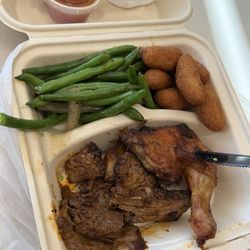 Pick 2 from Smoked BBQ bar with Brisket with Green Beans and Hushpuppies