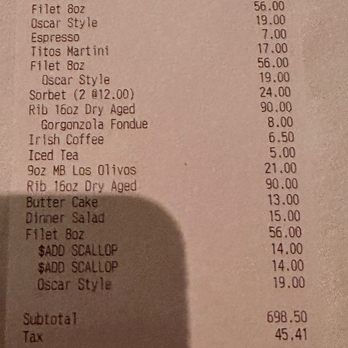 Del Frisco's Double Eagle Steak House - Receipt - Bars Near Me - Orlando, Florida Del Frisco's Double Eagle Steak House - Receipt - Bars Near Me - Orlando, Florida