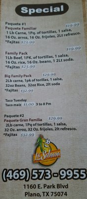 Menu photo 7 Tortilleria La Sabrosa Plano, TX