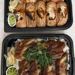 Sushi Blue - 7 Piece Seared Salmon Sushi (above), Eel Bowl