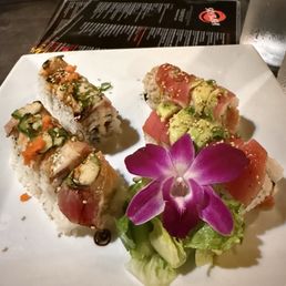 Left - shrimp tease. Right - Hawaiian roll. Left - shrimp tease. Right - Hawaiian roll.