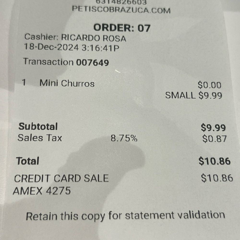 Petisco Brazuca - Receipt - Brazilian Near Me - New York, New York Petisco Brazuca - Receipt - Brazilian Near Me - New York, New York