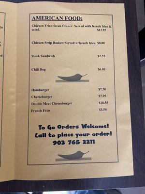 Menu photo 2 Log Cabin Inn Alba, TX Menu photo 2 Log Cabin Inn Alba, TX