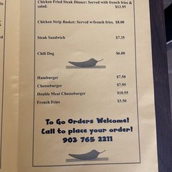 Log Cabin Inn - Menu