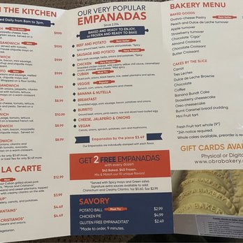 OBRA HandBakery - Menu back 11/21 - Latin American Near Me - Long Beach, California