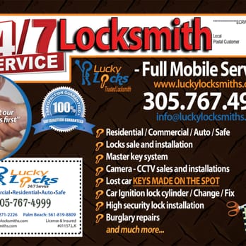 Lucky Locks - 24/7 Full Mobile Locksmith Services - 305-767-4999 - Keys & Locksmiths Near Me - Miami, Florida Lucky Locks - 24/7 Full Mobile Locksmith Services - 305-767-4999 - Keys & Locksmiths Near Me - Miami, Florida