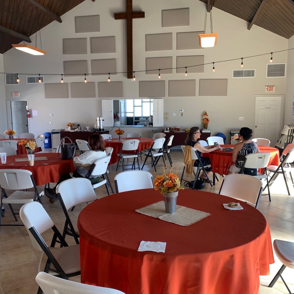 Shadow Mountain Community Church - The interior of the fellowship hall. Below the cross is a large kitchen and the church provides coffee and pastries weekly for attendees. - Churches Near Me - Chula Vista, California Shadow Mountain Community Church - The interior of the fellowship hall. Below the cross is a large kitchen and the church provides coffee and pastries weekly for attendees. - Churches Near Me - Chula Vista, California