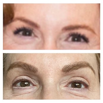 Permanent Makeup by Cheryl A. Doss, R.N., Inc. - Top after last microbade two years ago.  Bottom by Cheryl. - Permanent Makeup Near Me - Venice, Florida