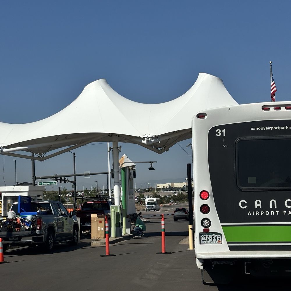 Canopy Airport Parking - Two exit lanes closed, only one being manned very slowly - Parking Near Me - Commerce City, Colorado