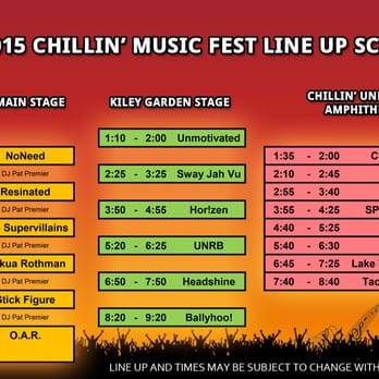 Chillin' Music Fest - Chillin' Music Fest Tampa 2015 Set List - Festivals Near Me - Tampa, Florida Chillin' Music Fest - Chillin' Music Fest Tampa 2015 Set List - Festivals Near Me - Tampa, Florida
