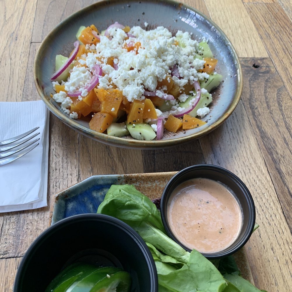 Heights Bier Garten - Golden beet cucumber salad - Cocktail Bars Near Me - Houston, Texas