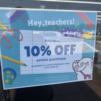 Daiso - 10% off sign for teachers this month! - Department Stores Near Me - Chesterfield, Missouri Daiso - 10% off sign for teachers this month! - Department Stores Near Me - Chesterfield, Missouri