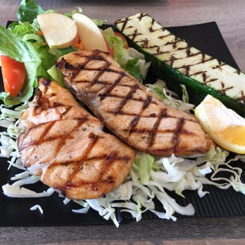 Fish's Wild - salmon (house seasoning) with grilled zucchini and green salad this time :) - Seafood Near Me - Cupertino, California Fish's Wild - salmon (house seasoning) with grilled zucchini and green salad this time :) - Seafood Near Me - Cupertino, California