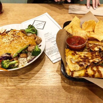 J. Selby's - Quesadilla and Thai peanut bowl - Vegan Near Me - St Paul, Minnesota J. Selby's - Quesadilla and Thai peanut bowl - Vegan Near Me - St Paul, Minnesota
