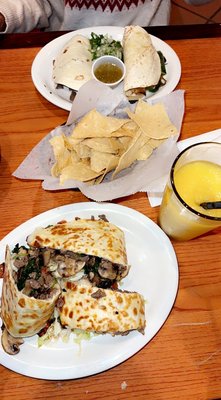 Photo of Taqueria Los Hermanos - Tucker, GA, US. California Quesadilla and steak tacos with mango margarita