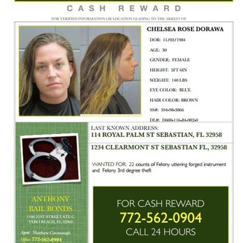 Anthony Bail Bonds - CASH REWARD - Bail Bondsmen Near Me - Vero Beach, Florida Anthony Bail Bonds - CASH REWARD - Bail Bondsmen Near Me - Vero Beach, Florida