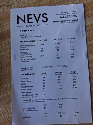 Menu photo 1 NEVS Barbecue Palm Beach Gardens, FL