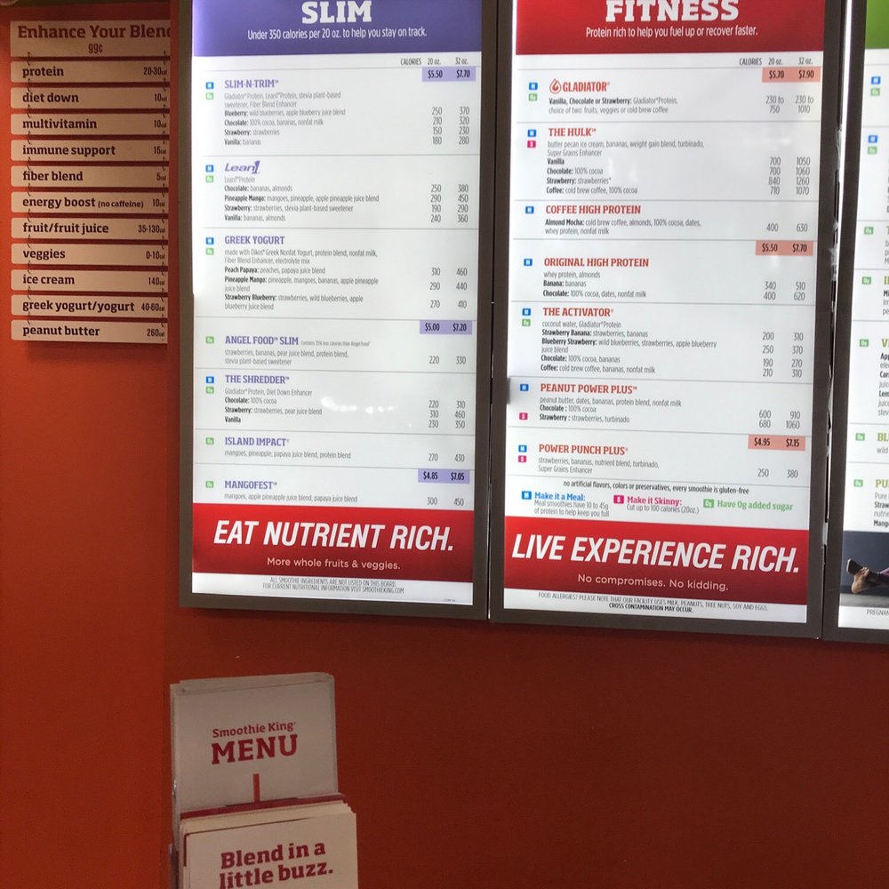 Smoothie King - Menu - Juice Bars & Smoothies Near Me - Dallas, Texas Smoothie King - Menu - Juice Bars & Smoothies Near Me - Dallas, Texas