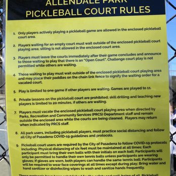 Allendale Park - As of Spring 2021: Updated Allendale Park Pickleball Rules - Parks Near Me - Pasadena, California