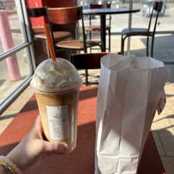 Dunkin' - churro latte, Plain Stuffed Bagel Minis