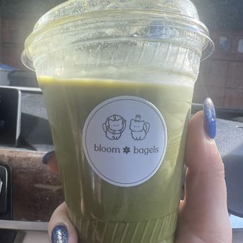 Bloom Bagels - Matcha latte with oat milk way - Bagels Near Me - Campbell, California Bloom Bagels - Matcha latte with oat milk way - Bagels Near Me - Campbell, California
