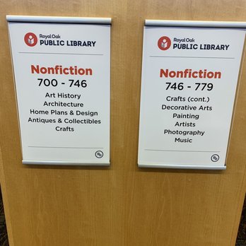 Royal Oak Public Library - Adult area Nonfiction signage - Libraries Near Me - Royal Oak, Michigan Royal Oak Public Library - Adult area Nonfiction signage - Libraries Near Me - Royal Oak, Michigan