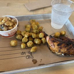 Bread pudding, fried okra, 1/4 chicken Bread pudding, fried okra, 1/4 chicken