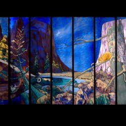 W Poulson Glass Studio - Mural of a Winter's night in Yosemite