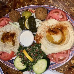 Ali Baba - Sampler Stuffed Grape Leaves, baba ghanoush, Hommus, Falafel
