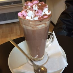 Mmmm hot chocolate with lovely white and pink marshmallows! Mmmm hot chocolate with lovely white and pink marshmallows!