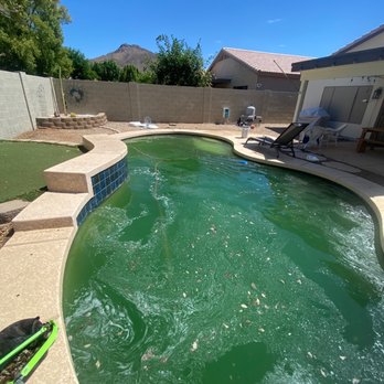 Redline Companies Pool Service - Green Pool clean up (Before) - Pool & Hot Tub Service Near Me - Phoenix, Arizona