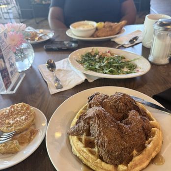 Blu Rose Art Bistro - Wifey had the catfish with grits. I had the chicken and waffles. - Paint & Sip Near Me - Douglasville, Georgia