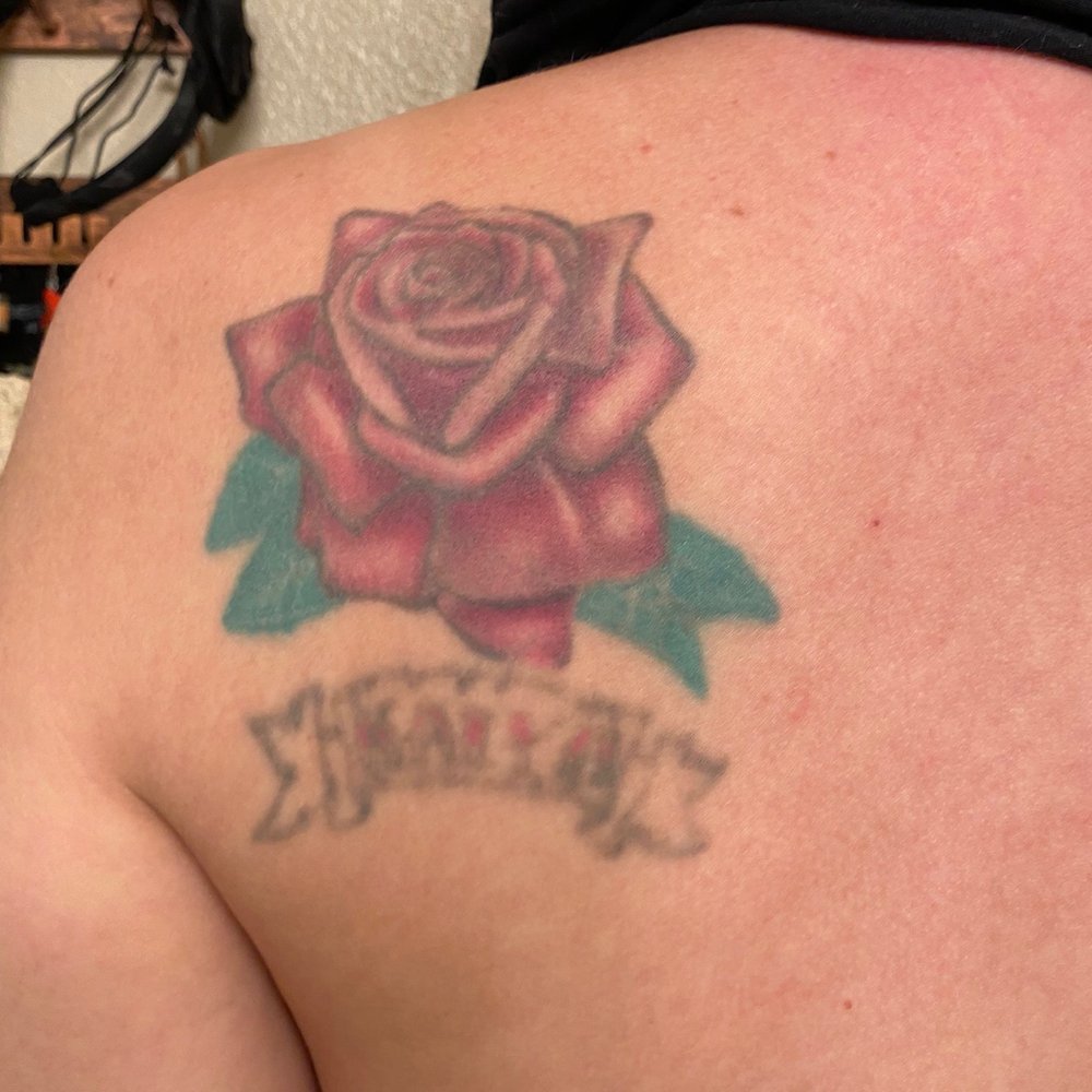 LaserAway - After 8 sessions of tattoo removal, before my cover up tattoo (I only had the banner removed) - Medical Spas Near Me - Costa Mesa, California