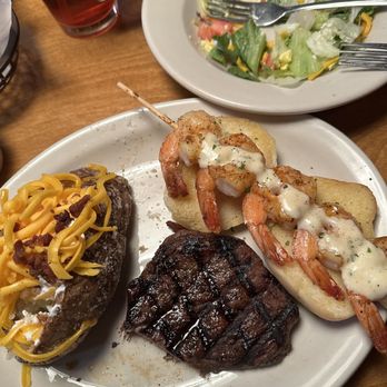 Texas Roadhouse - Sirloin* & Grilled Shrimp House Salad Baked Potato Also tried the Rattlesnake Bites and the rolls and everything was delicious! - American Near Me - Camp Hill, Pennsylvania Texas Roadhouse - Sirloin* & Grilled Shrimp House Salad Baked Potato Also tried the Rattlesnake Bites and the rolls and everything was delicious! - American Near Me - Camp Hill, Pennsylvania