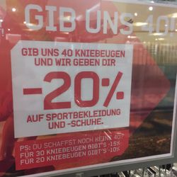Karstadt sports - Wieder nix mit Rabatt ;/))Gib uns 40 Kniebeugen-20% Rabatt