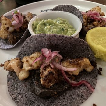 Bakan - LANGOSTA CON CHORIZO - local lobster, sausage, black beans & red onion, lemon, hoja santa, guacamole - Mexican Near Me - Miami, Florida