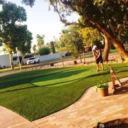 Wow just wow in Downtown Phoenix. Front side yard putting green and grass install 1000 sq ft.