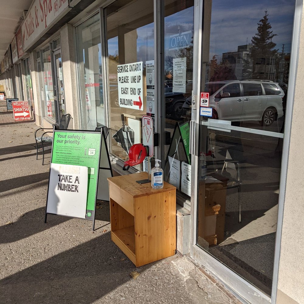 Service Ontario - Take a number. You must sanitize you hands before entering. The sanitizer is disgustingly scented. - Public Services & Government Near Me - Markham, Ontario
