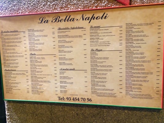 Menu photo 1 La Bella Napoli Barcelona, B Menu photo 1 La Bella Napoli Barcelona, B